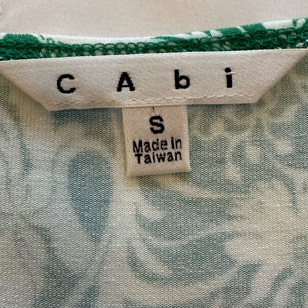 CAbi Green and White Dolman Sleeve Wrap Dress - Picture 4 of 8